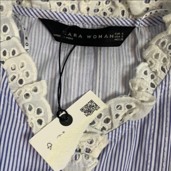 NWT Zara eyelet embroidered striped top - Picture 5 of 7